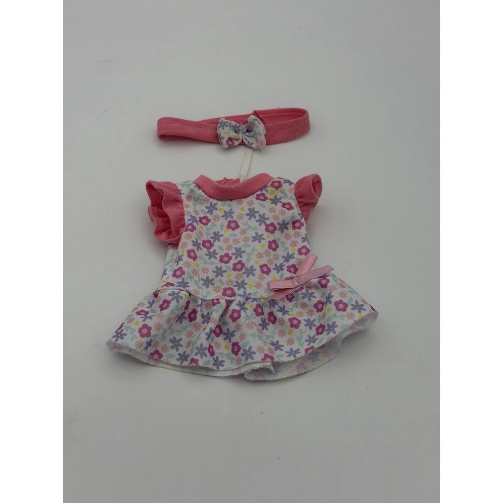 Baby Rose Doll Dress Floral Pink Outfit & Headband Fits 16-18" Doll 40-45cm